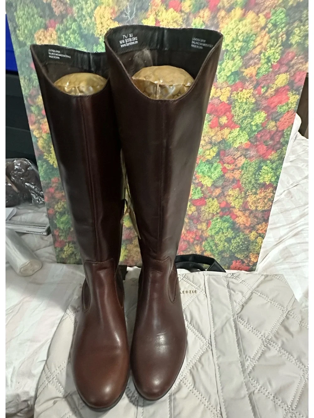 Born Donya Dark Brown Leather Knee-High 7.5 m Boots new w box